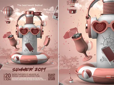 Summer Party Template beach beach party cocktail colorful drinks event nightclub party poster summer summer cocktail summer festival template tropical