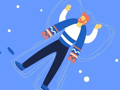 Snow Angel 2d 2d art character color flat illustration line man scarf snow snow angel vector winter