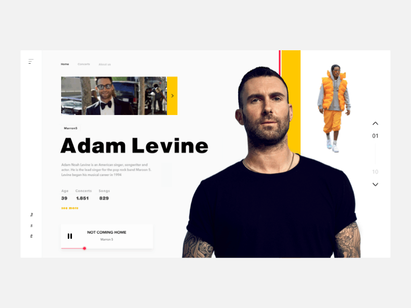 Music player web app animation clean concept design e commerce gif minimal motion music music player player radio presentation profile singer social ui web web site