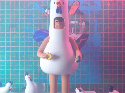POLLOS! 3d c4d character chicken octane pollos render