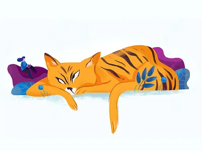 Don't ignore your cats! They lose heart without caress! 2d cat illustration plants woman