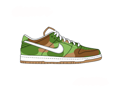 Nike SB Dunk Low - Camo app black branding camo design dunk green grey illustration ipad logo nike procreate shoe shoes texture ui ux vector white