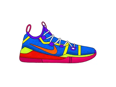 Nike Kobe AD - Bright black blue branding design green grey illustration ipad logo nike pattern procreate red sketch texture ui ux white yellow