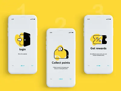Onboarding for Digiclub app club digikala icon login mobile onboarding point step ticket yellow