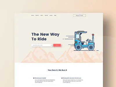 Ride Sharing landing page application branding color design header illustration ride ride app ride sharing typography ui ux web website