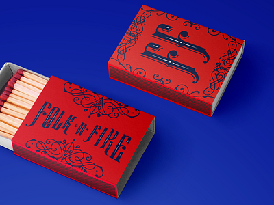 Folk 'n' Fire Matches Box barbecue bbq branding design identity logo logotype matches package vintage