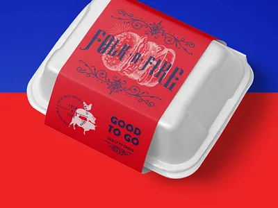 Folk 'n' Fire Take Away Box Vintage Design barbecue bbq branding food hamburger identity logo logotype package restaurant type vintage