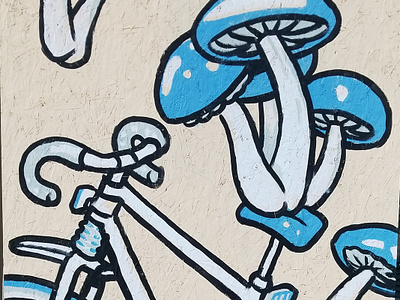 Veggie Bikes Murals - Mushrooms berkeley brush building drawing graffiti illustration isometric mural paint painting public art urban art