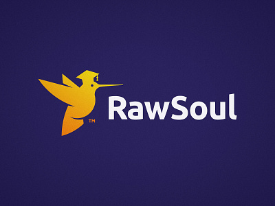RawSoul - Logo Design animal mark bird icon colibri symbol fast wings geometric shapes hummingbirds graduation cap hummingbird logo design minimal wing pet logomark school education simple grad hat yellow and purple illustration