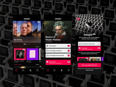 Adagio - Learn and Discover Classical Music adagio artwork classical clean flat ios learn learning app minimal music platform