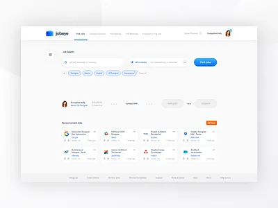 Job Search Dashboard career careers page clean dash dashboard design employ interface job job app job application minimal portal search ui ux web