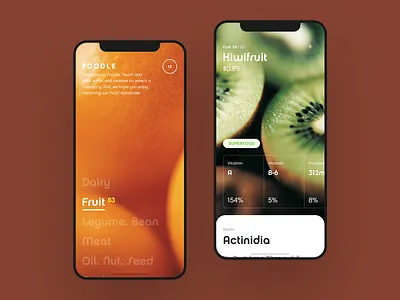 Food Nutrition & Information App 14 apple dashboard data design food fruit grocery interface ios ios14 list nutrition ui ux vegetable