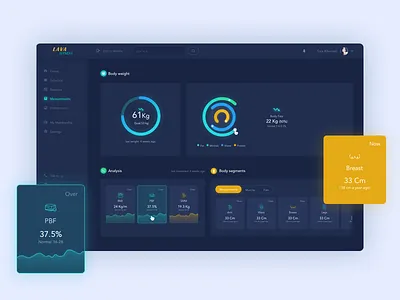 Lava Dashboard - Measurments dark darkui dasboard design fitnes fitness flat gym icon measurments sessions sport ui uidesign ux uxdesign web webapp webdesign