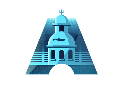 A – Atlantis 36daysoftype a badge branding challenge design drawing emblem flat flat design icon identity illustration letter lettering logo minimalism type type treatment typography