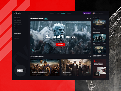 Media platform concept dashboard design e commerce flat game of thrones grid landing movie movie app movie player profile tv show ui ux video web web site website