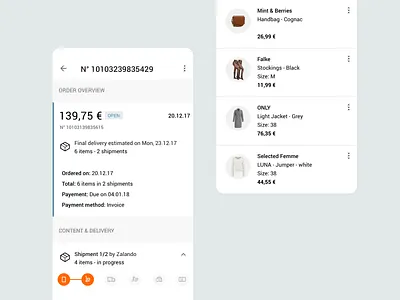 Orders Overview android ecommerce fashion retailer ui user interface design ux