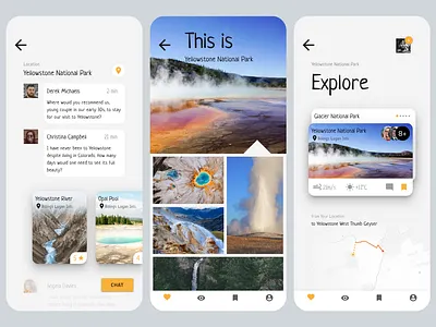 Yellowstone 2d clean design design explorer flat design indigo.design material design national parks tourism travel ui ux