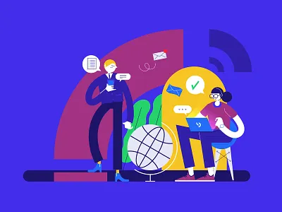 Leaddesk Hero communications customer support finland helsinki illustration px8 sales salinero telesales vector