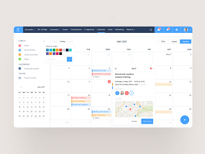 CRM calendar view admin panel calendar crm customer relationship management dashboard ui ux