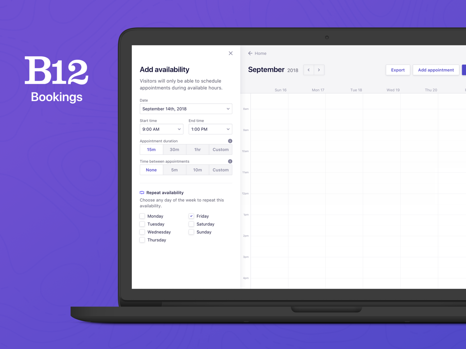 Example of B12 Bookings