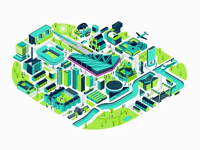 Belfast belfast buildings city development houses illustration infrastructure isometric maps patswerk roads transport