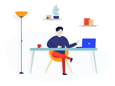 Workplace Illustration (+1 Dribbble invitation) affinitydesignerapp art character clean design designer drawing flat illustration invintation ipad minimal mountainview vetorart workplace