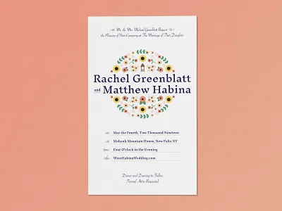 Wedding Invitation flowers invitation letterpress print wedding