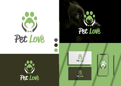 Pet Love | Logo Design animal animal logo brand identity branding cat logo creative logo dog logo graphic design illustration logo logodesign love modern paw pet pet care pet grooming pet logo symbol vector logo