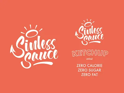 Sinless Sauce *concept 2* branding halo illustration ketchup label design lettering sauce typography