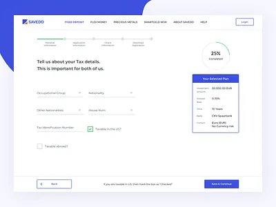 Savedo Application Form app branding color design flat icon mobile type typography ui ux web web design website