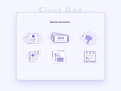 Agoratix Illustrations (Set 1) 404 error calendar illustration illustration set megaphone phone ticket vector