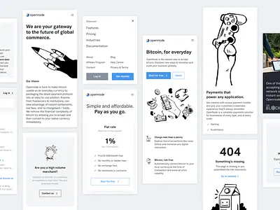 OpenNode Mobile - Screens & Components blue design interface landing page mobile significa ui ux website white