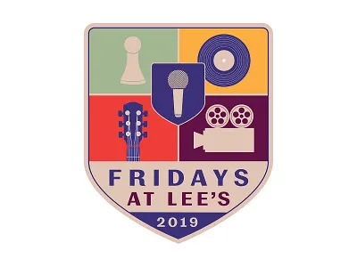 Fridays at Lee's 2019 Logo board game branding design downtown disney entertainment identity illustration laurel live music logo mississippi movie nightlife open mic vector vinyl