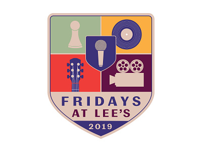 Fridays at Lee's 2019 Logo board game branding design downtown disney entertainment identity illustration laurel live music logo mississippi movie nightlife open mic vector vinyl