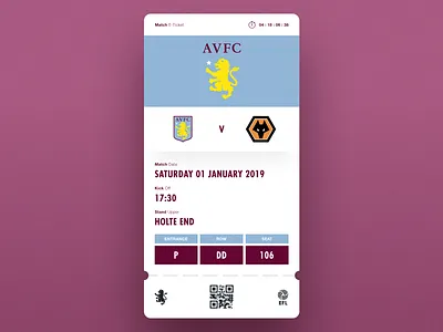 Match Day E-Ticket app aston villa e ticket football app football designs sketch app soccer app ticket app ui ux design ui design