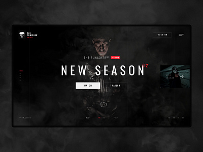 #37 Shots for Practice clean dark design film flat graphic home homepage minimalism modern movie netflix punisher slider ui ux website
