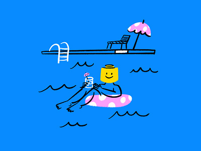 Mentally I am here 🍹🥶👙 design doodle floatie funny illo illustration logo lol meme pool sketch
