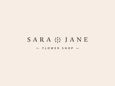 Sara Jane Flower Shop brand branding flower heart logo love mark type