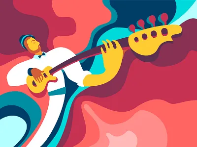 Ukrainian contemporary music character color design flat guitar illustration music people ukraine vector