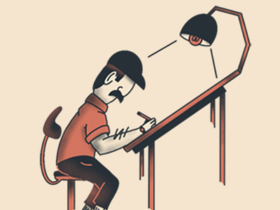 Hard At Work design illustration mustache