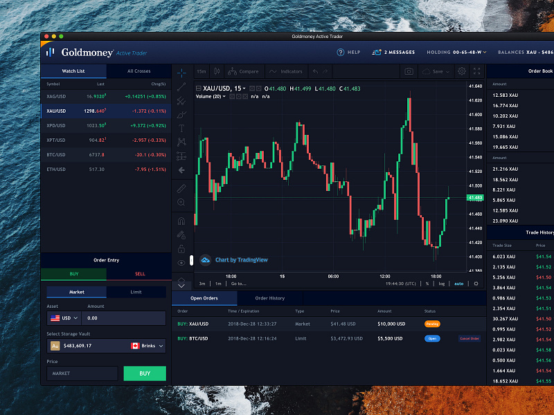 Goldmoney Active Trader app design busbydesign crypto trading crypto wallet goldmoney icons mike busby toronto trading trading interface trading platform trading ui uidesign user interface ux design web app design web design