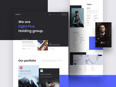 Holding Company 💼👨‍💻🖥 branding brutal clean design eight elegant first shot gen z holding landing logo modern new team plus ui ux vector web