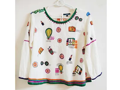 Rainbow art design doodle fabric painting handmade illustration