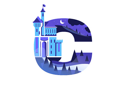 C – Castle 36 days of type badge branding building c castle design drawing emblem flat design graphic design icon illustration landscape lettering logo medieval minimalism night typography