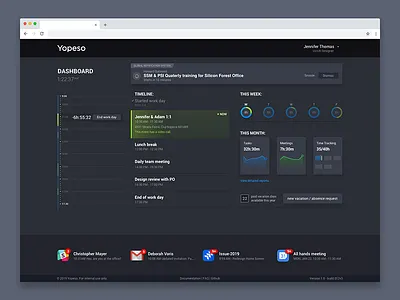 Yopeso time tracking dashboard dark theme dark dark theme dashboard interface time time tracking ui ui ux web