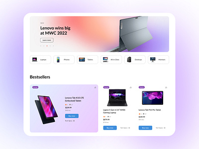 Lenovo Online Store Redesign e commerce gradient lenovo online store pc ui ux