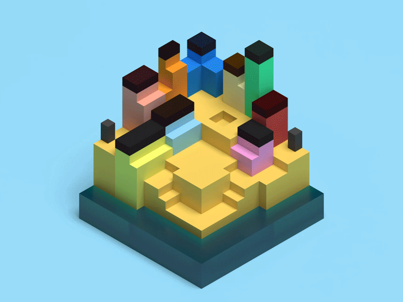 Italio Transition 3d 3d art 3d model 3d render animation art city clean design digital digital art gif magicavoxel minimal