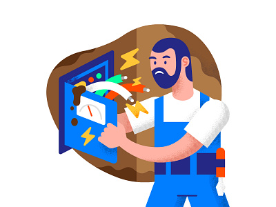 When the maintenance required behance project cartoon illustration charactedesign character grainy illustration technician texture vector