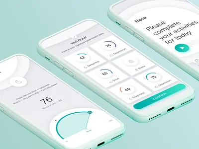 Healthcare App Trackers Design ai android application audio clean condition diagnosis digital health interaction ios med medical medicare progress results stats tracker ui ux