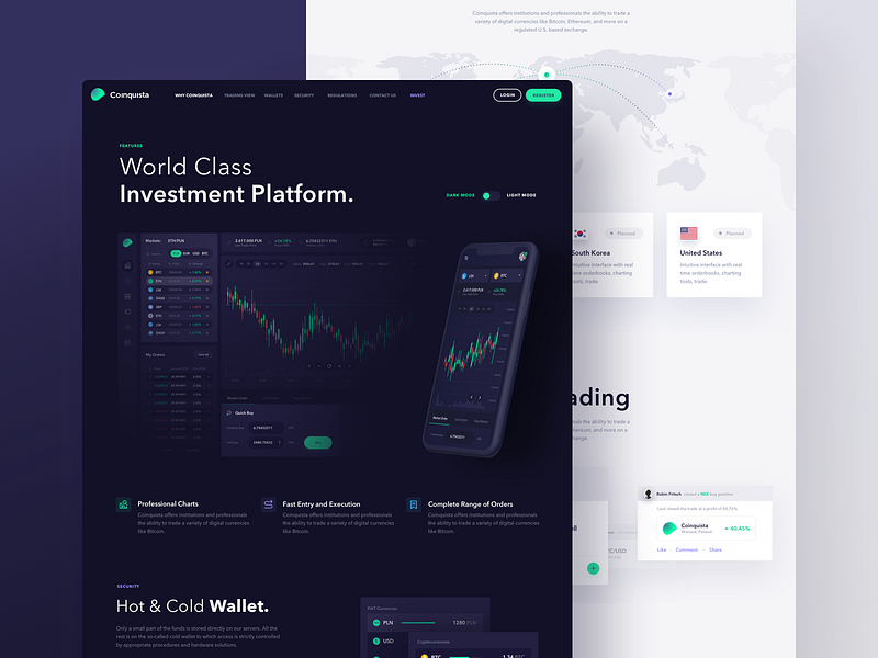 Coinquista - Landing Page 10clouds bitcoin coinquista crypto exchange crypto trading cryptocurrency cryptocurrency exchange ethereum exchange landing landing page ui